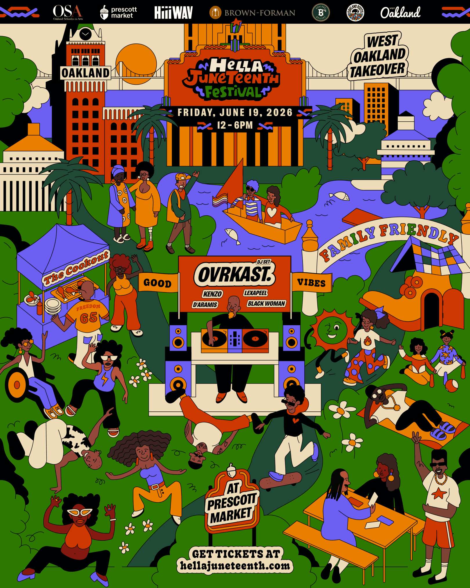Hella Juneteenth 2026, West Oakland Takeover. Friday, June 19 at Prescott Market in West Oakland.